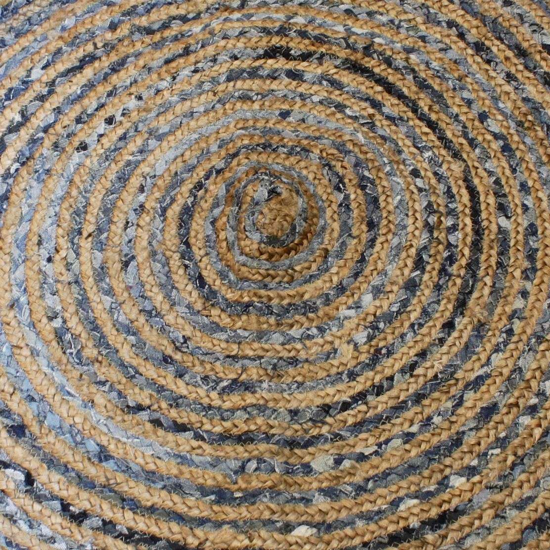 Round Jute and Recycle Denim Rug - 120 cm AW-Dropship