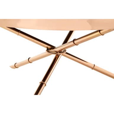 Alvaro Round Coffee Table With Rose Gold Legs And Black Glass Top Orsina