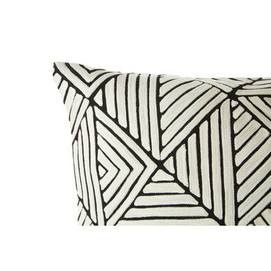 Orsina Diamond Design Cushion in Black and White with Geometric Pattern for Stylish Decor