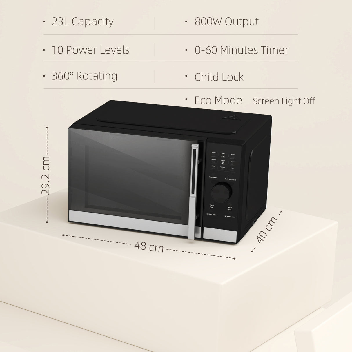 HOMCOM 23L Digital Microwave Oven with Auto Cook, 10 Levels, Eco Mode HOMCOM
