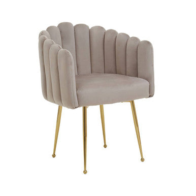 Orsina Velvet Dining Chair with Gold Legs and Scalloped Design for Stylish Dining Spaces