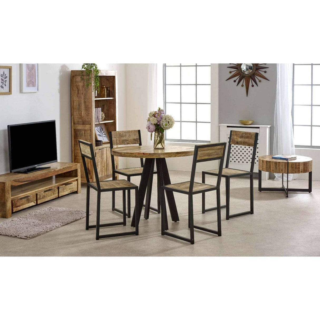 Merlin Mango Wooden Coffee Table With Metal Legs Verty Furniture