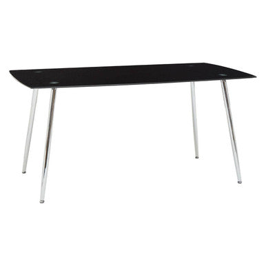 Orsina Black Dining Table with Sleek Chrome Legs for Modern Dining Spaces