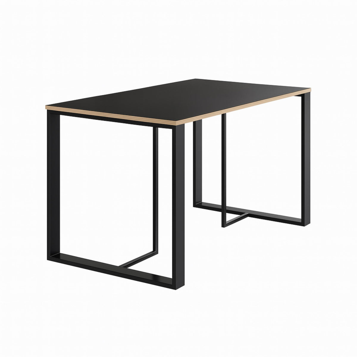 Decortie modern Dining Table with sleek black finish and minimalist metal frame