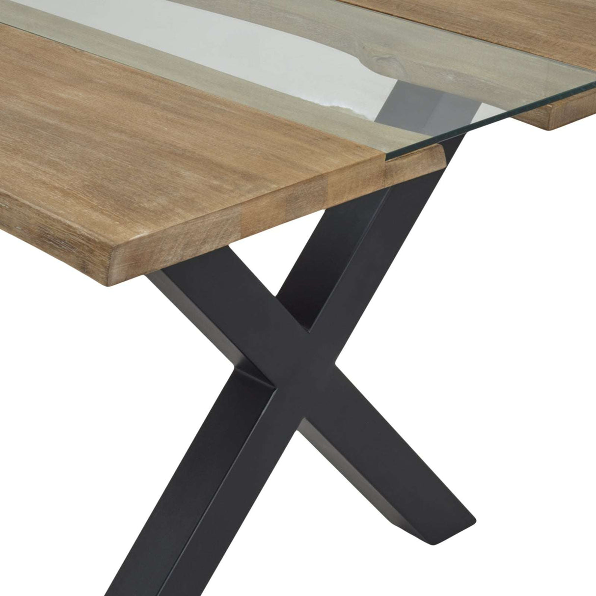 Shades 4 Seasons Dining Table with Wooden Surface and Glass Top for Elegant Dining Rooms