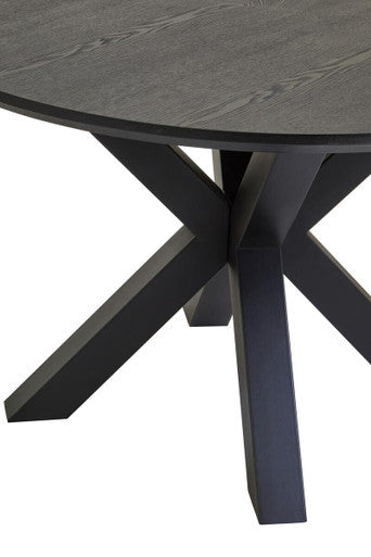 Orsina Round Dining Table with a Stylish Cross-Base Design and Dark Finish for Modern Interiors
