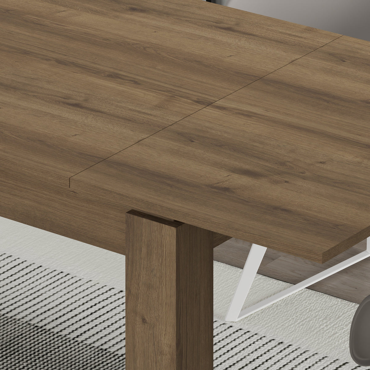 Decortie Dining Table with a rustic wooden finish and sturdy legs for modern dining spaces
