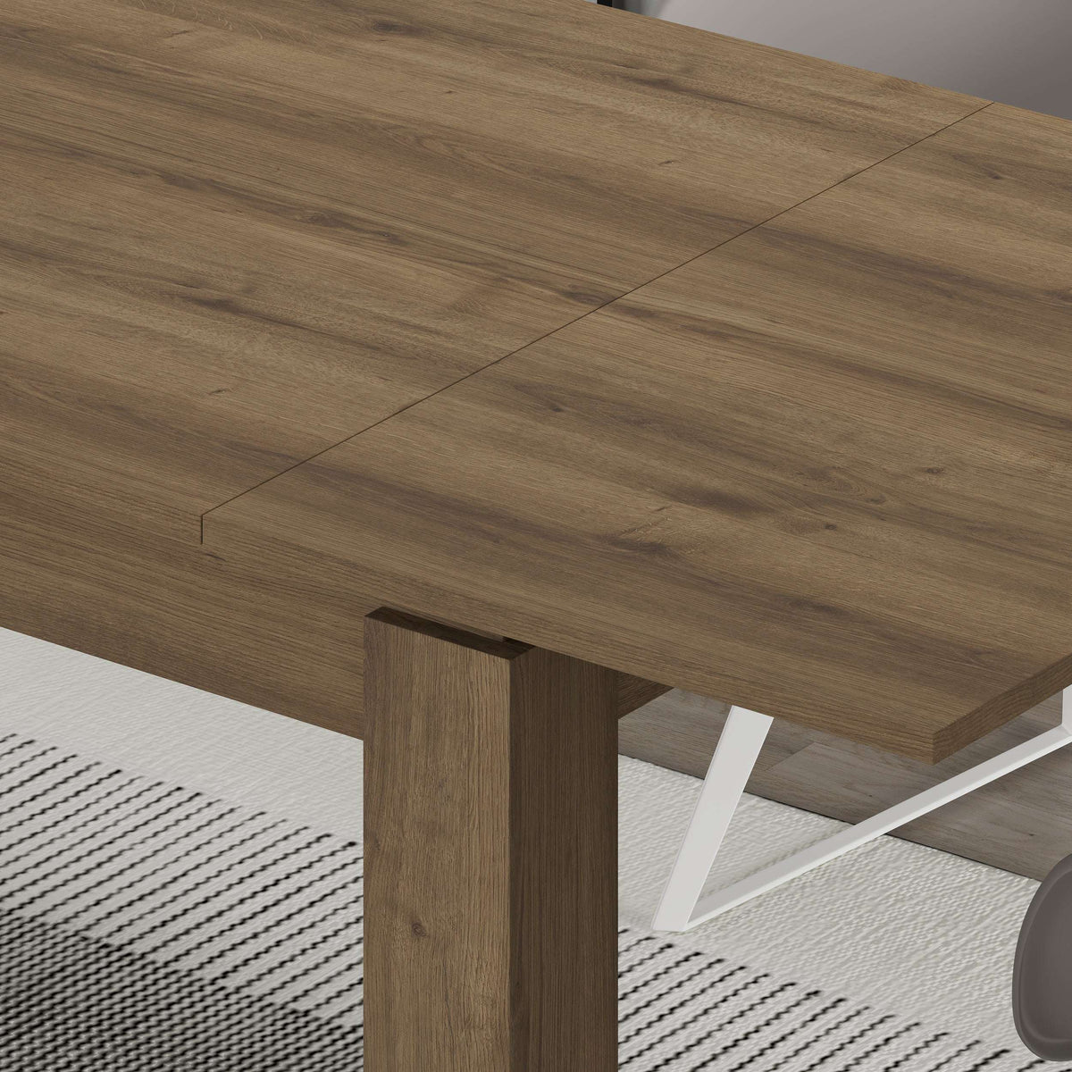 Decortie Dining Table with a rustic wooden finish and sturdy legs for modern dining spaces