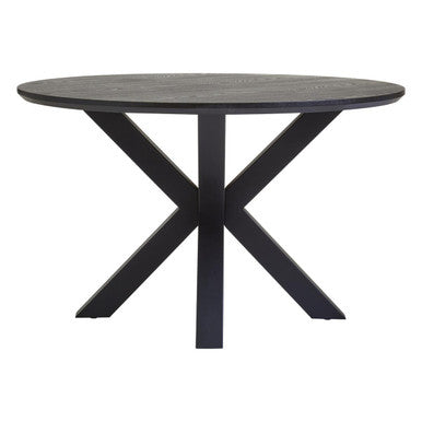 Orsina Round Dining Table with Stylish Black Base and Elegant Wood Top for Modern Homes