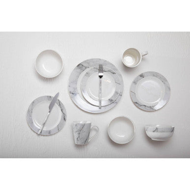 Orsina Marble Effect Dinner Set with Plates, Bowls, and Mugs for Elegant Dining