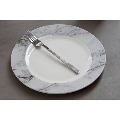 Avie 16 Piece White And Grey Marble Effect Dinner Set Orsina