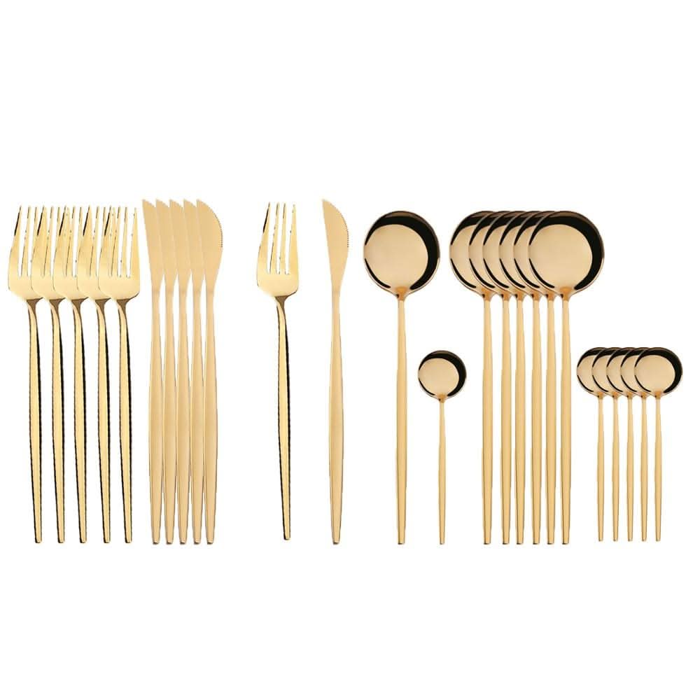 Kitchen Essentials Gold Cutlery Dinnerware Set gold Kitchen Essentials