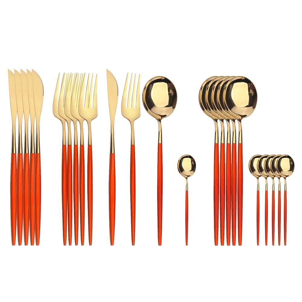 Kitchen Essentials Gold Cutlery Dinnerware Set Red gold Kitchen Essentials