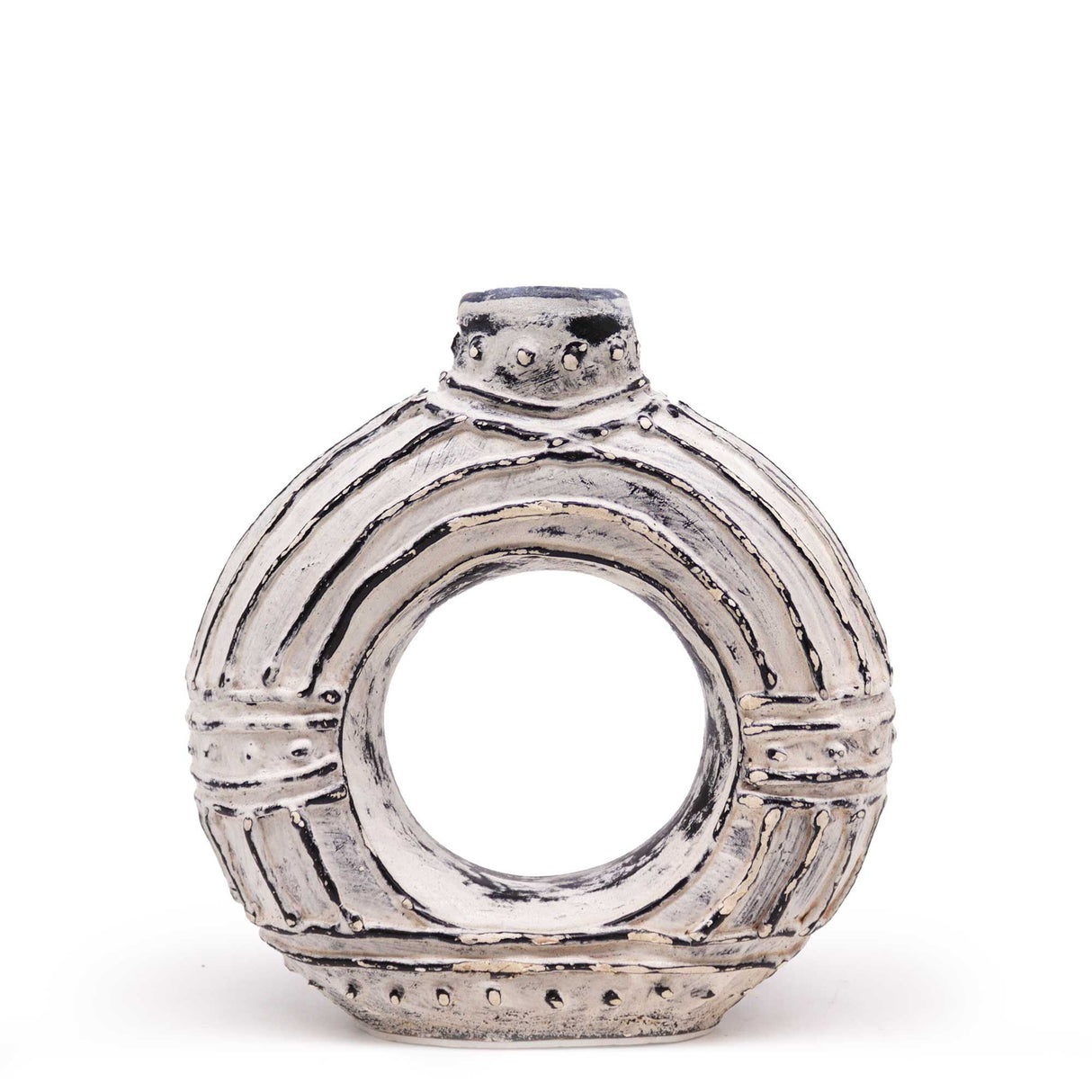 Round Donut Shaped Vase - Cream 18cm AW-Dropship