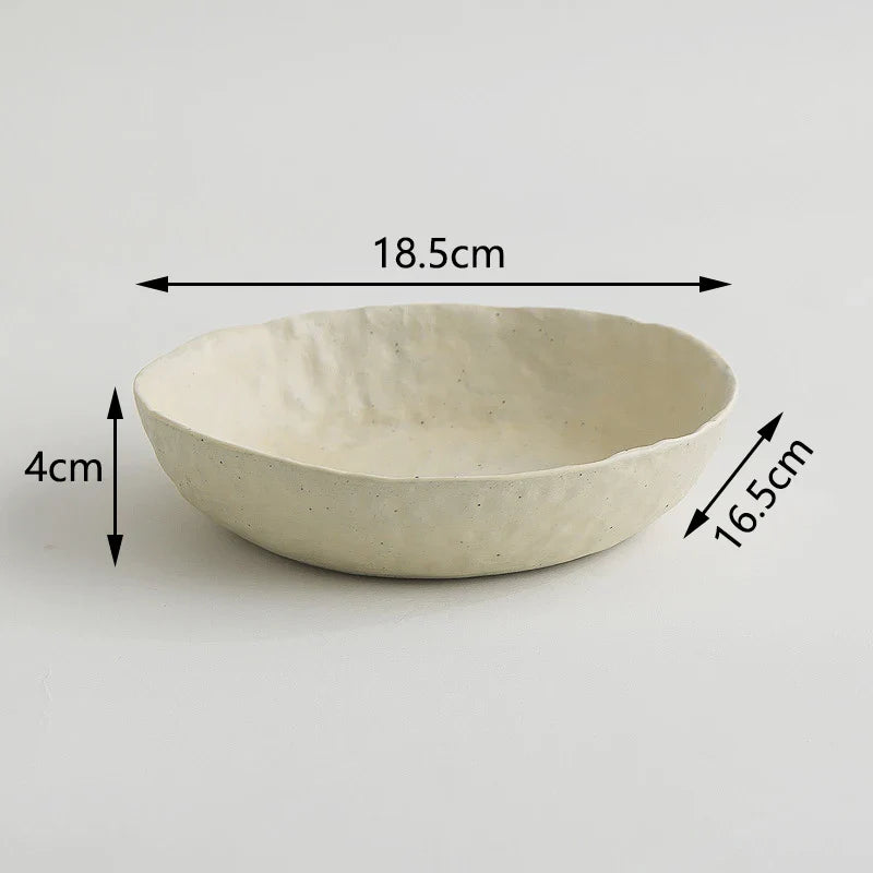 Doshim Tableware Stoneware Serving Bowl in Cream with Textured Finish for Stylish Dining