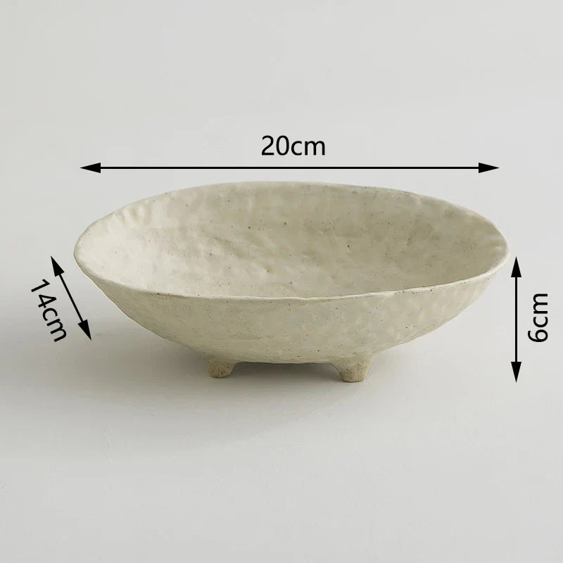 Doshim Tableware Oval Serving Bowl in Cream with a Textured Finish, 20cm Wide