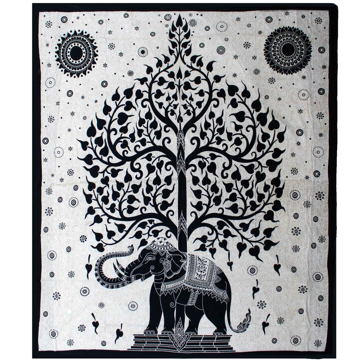 Double Cotton Bedspread and Wall Hanging - Mono - Elephant Tree AW-Dropship