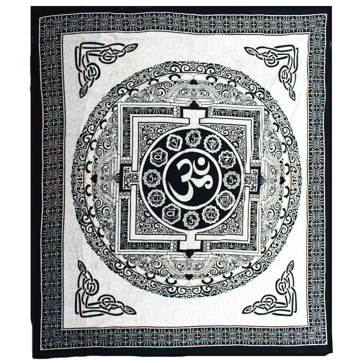 Double Cotton Bedspread and Wall Hanging - Mono - OM Mandala AW-Dropship