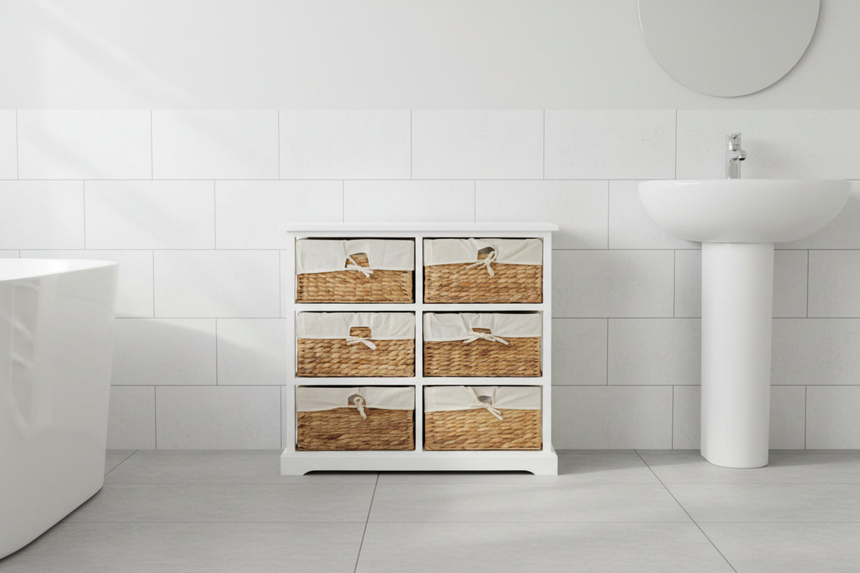 Orsina Stylish Drawer Chest with Woven Baskets Orsina