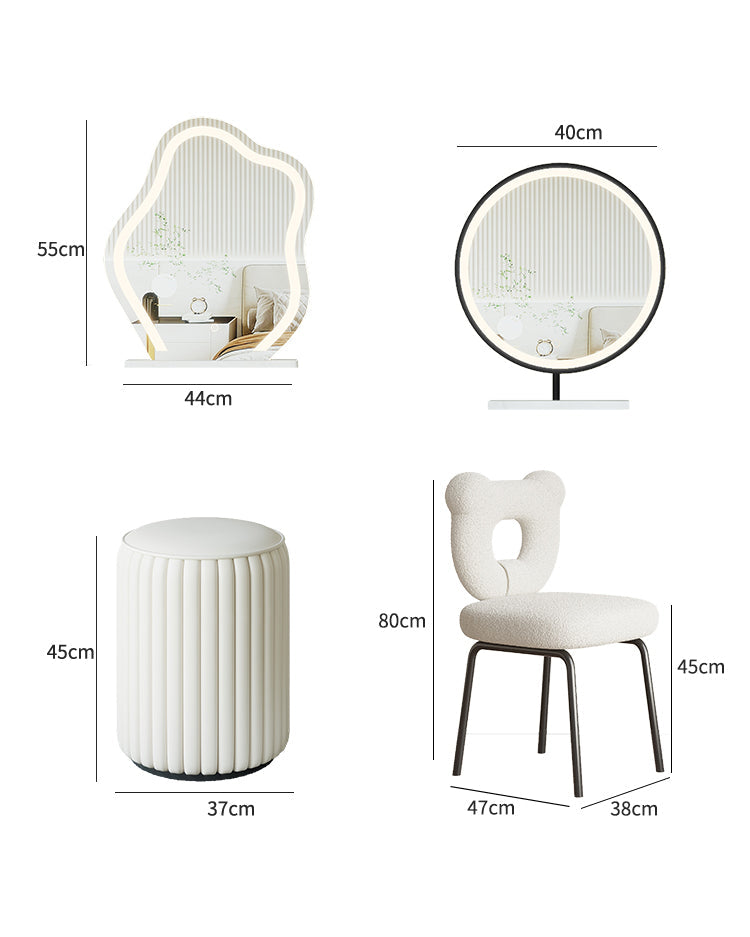 Le Di Vita Dressing Table Set featuring unique mirrors and stylish chair for a modern bedroom