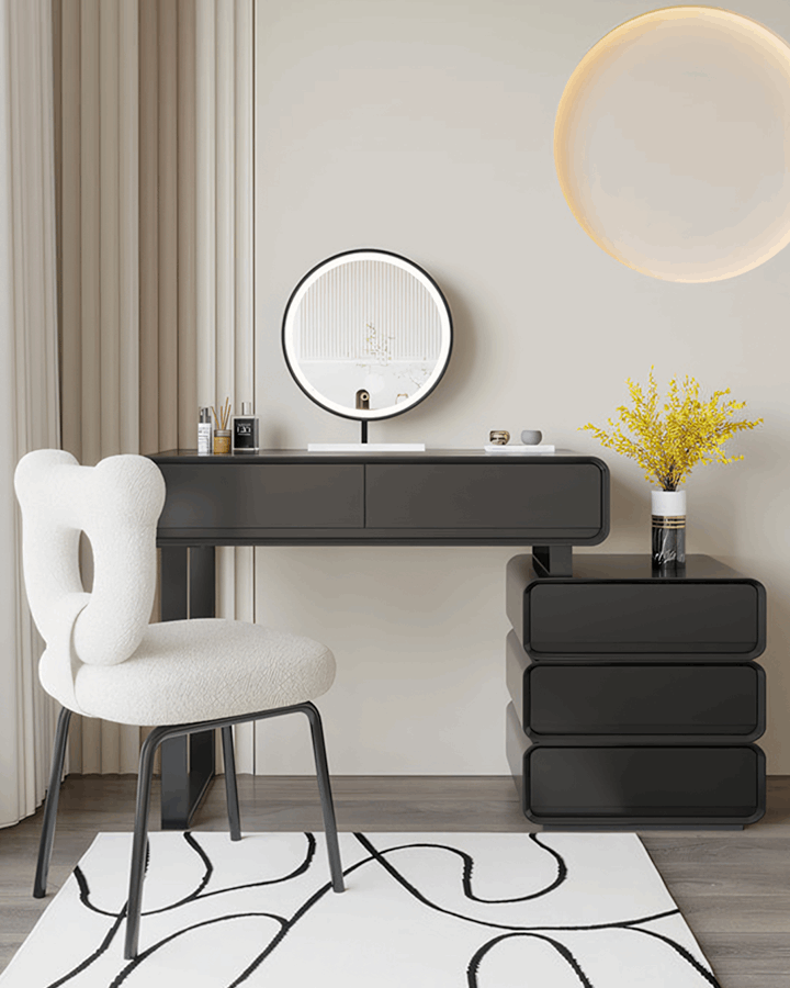 Le Di Vita modern dressing table with mirror and elegant chair, perfect for stylish interiors