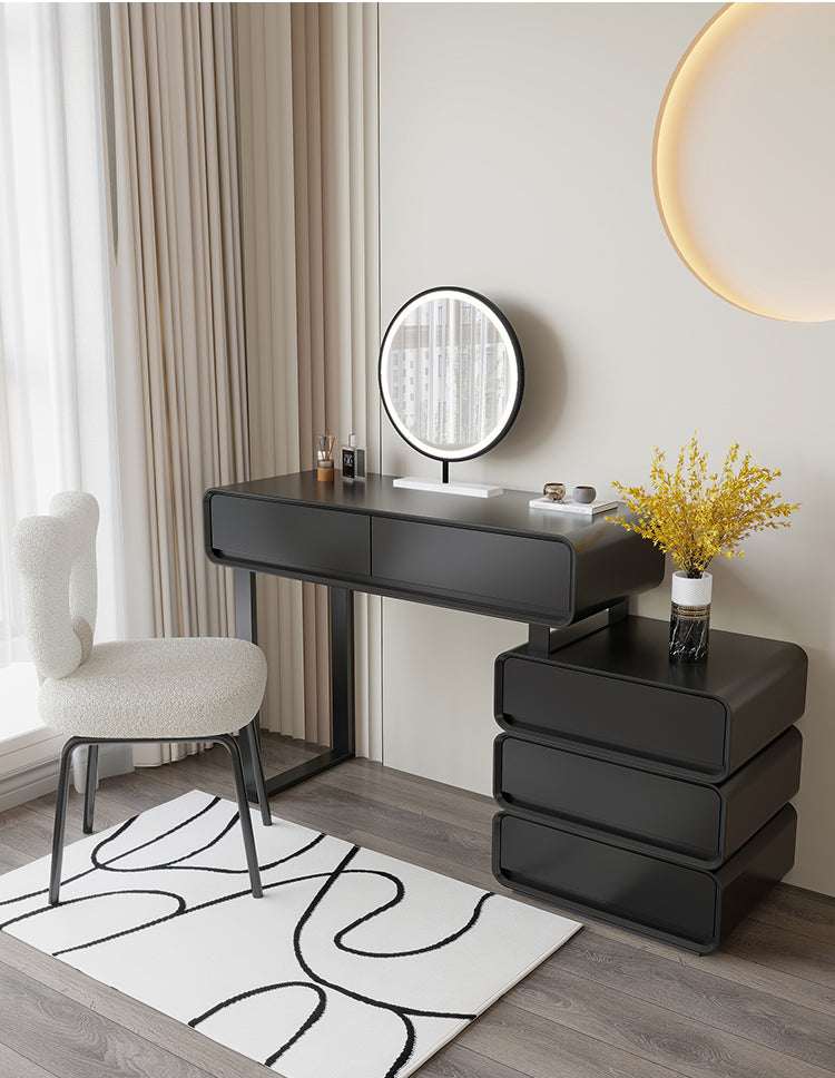 Modern Le Di Vita Dressing Table with Stylish Storage and Round Mirror for Elegant Interiors