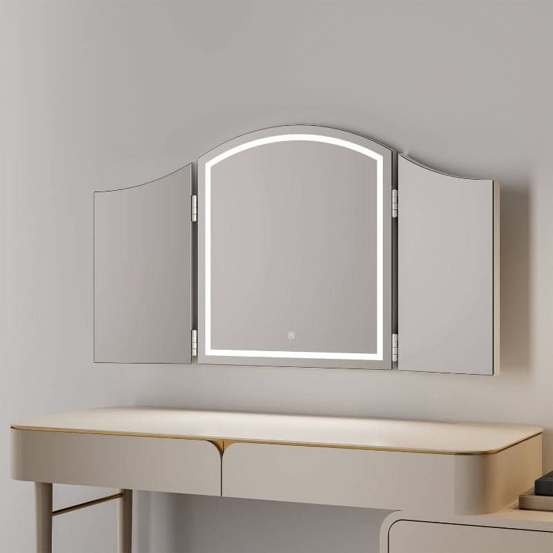 Hollywood Dressing Table Mirror with LED Lights and Folding Side Panels for Vanity Use