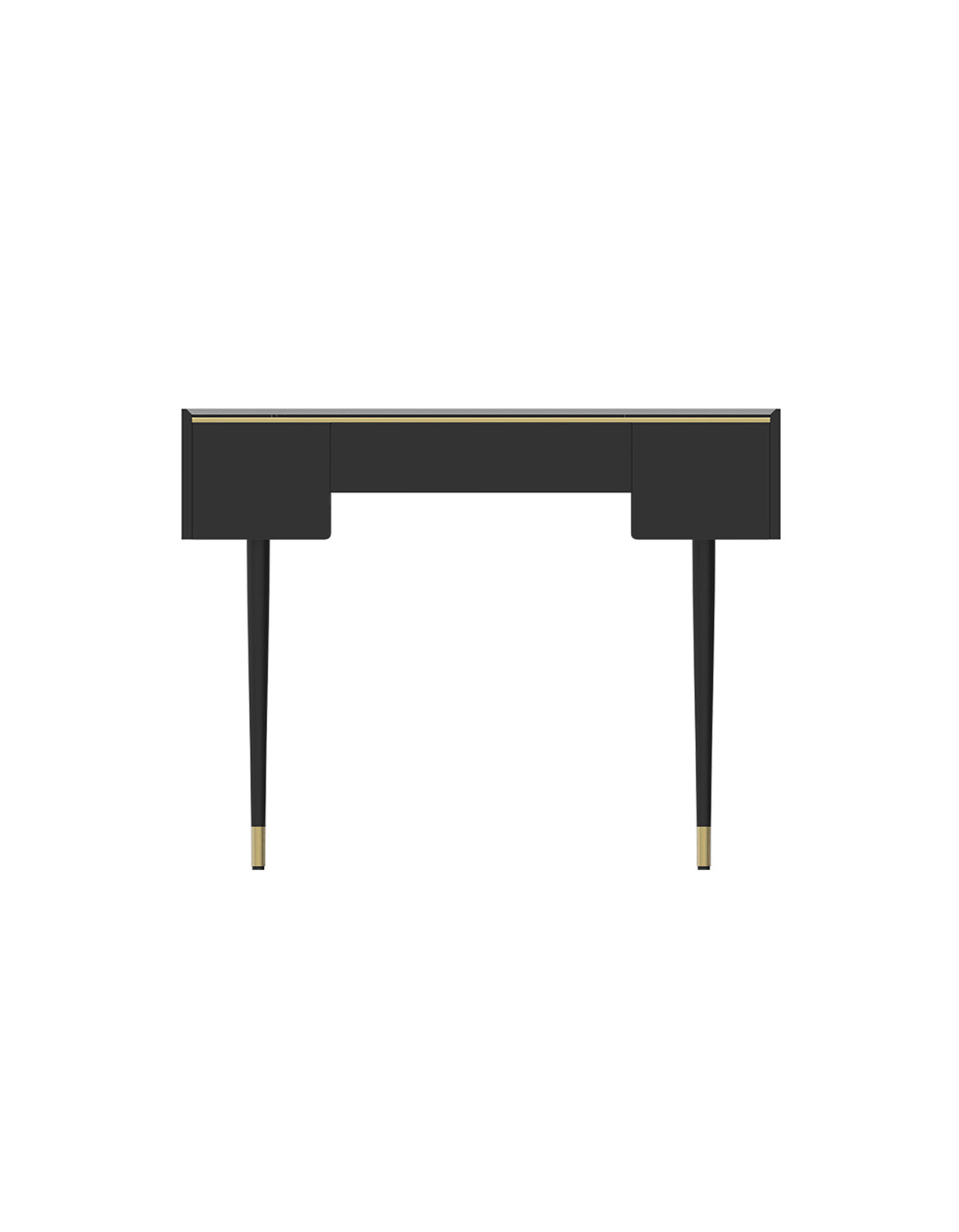 Le Di Vita Modern Black Dressing Table with Gold Accents and Sleek Design
