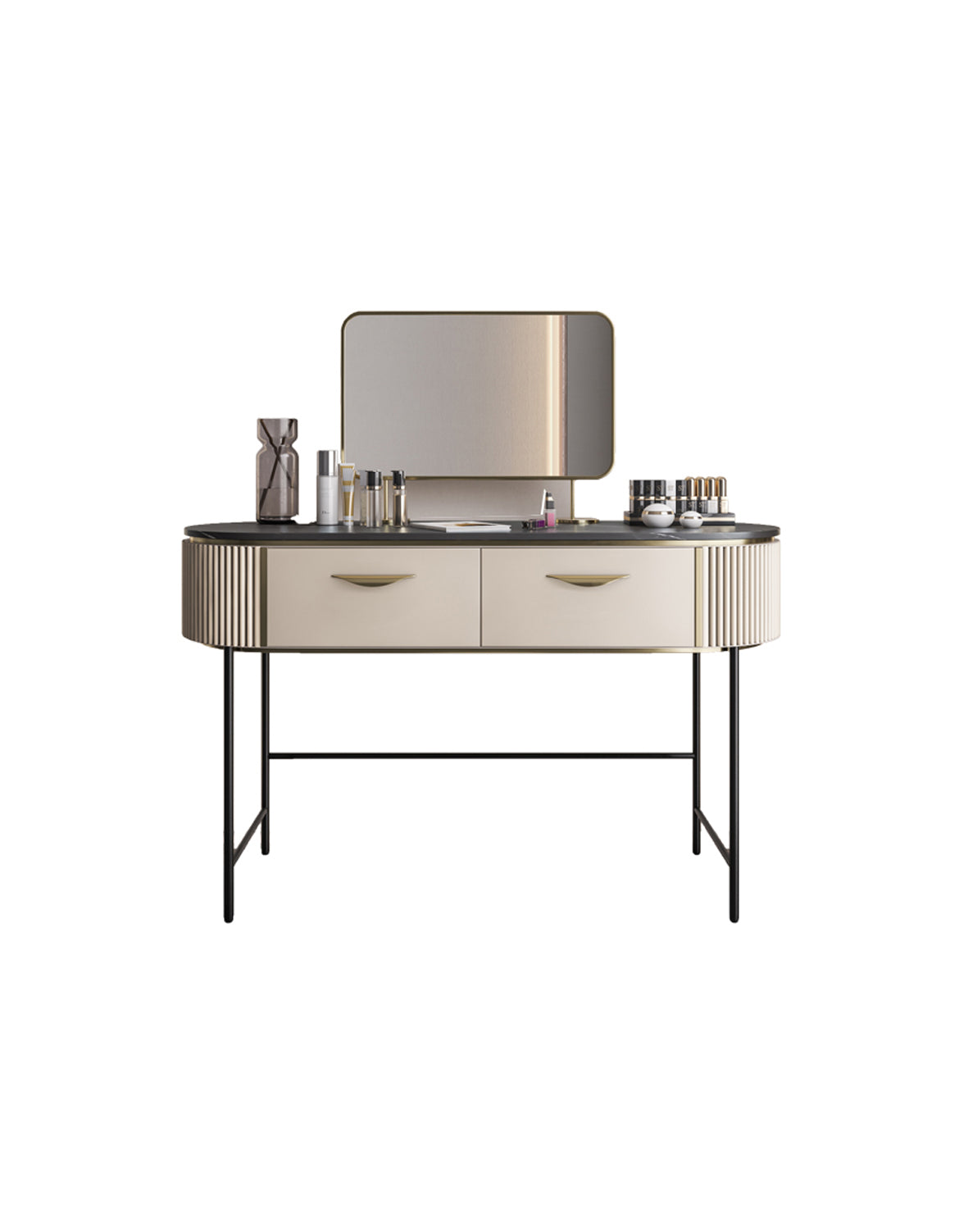 Le Di Vita Elegant Dressing Table with Two Drawers and a Large Mirror for Modern Homes