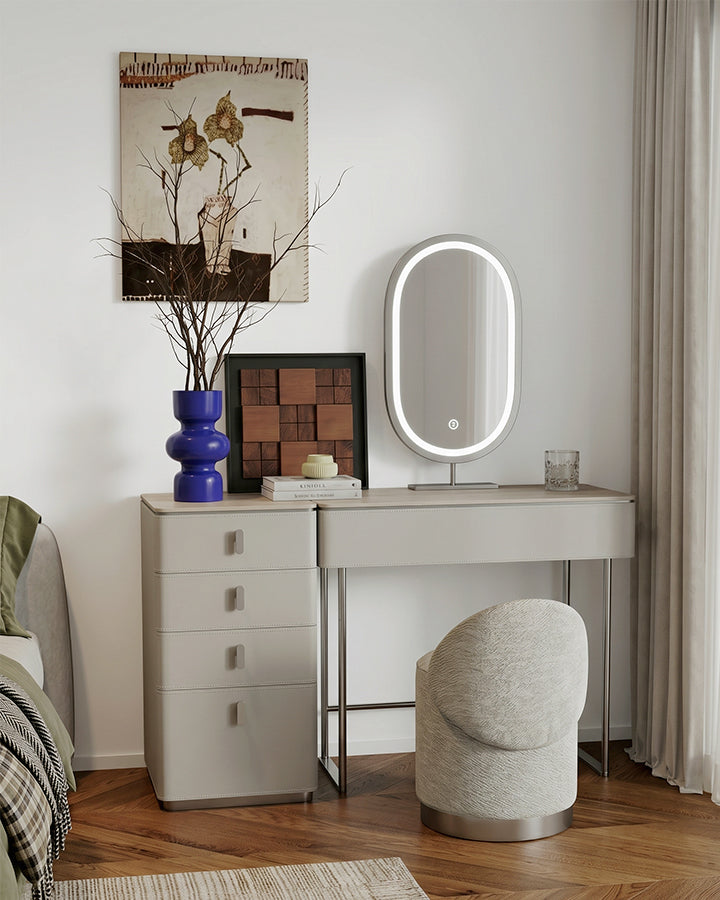 Stylish Le Di Vita Dressing Table with Oval Mirror and Modern Chair for Elegant Interiors