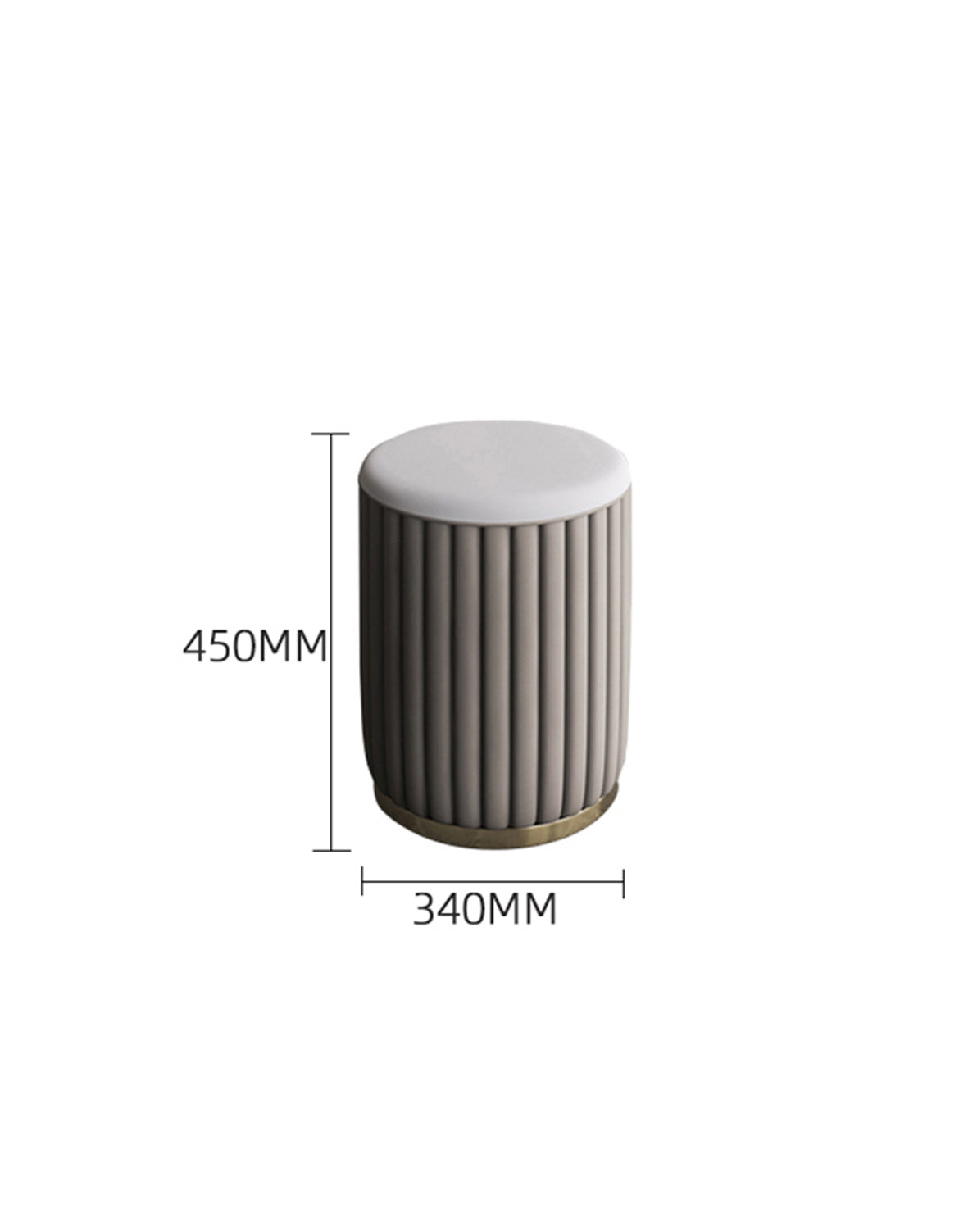 Le Di Vita Dressing Table Stool in Grey Upholstery with Elegant Ribbed Design