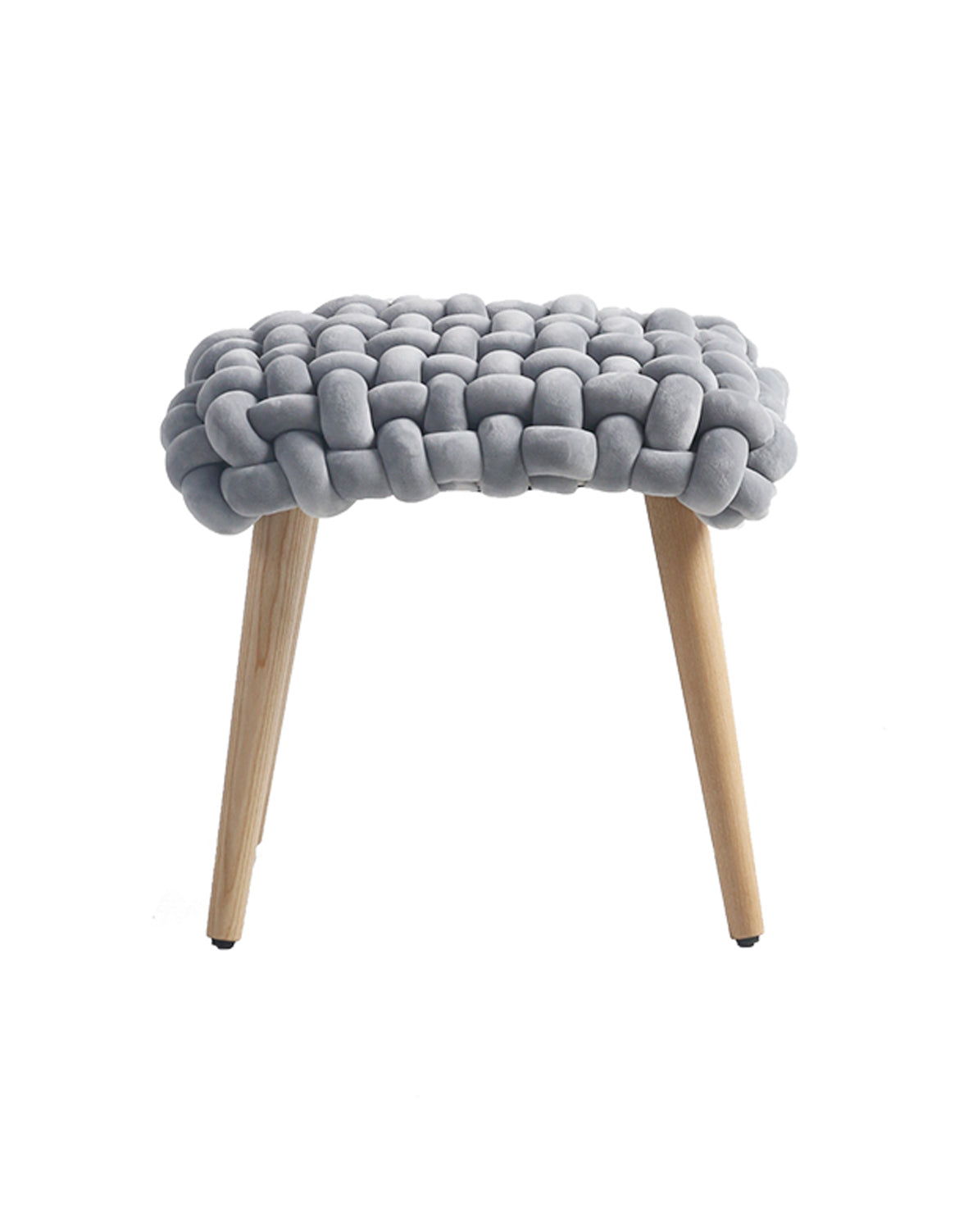 Le Di Vita Dressing Table Stool with Soft Grey Upholstery and Wooden Legs for Stylish Interiors