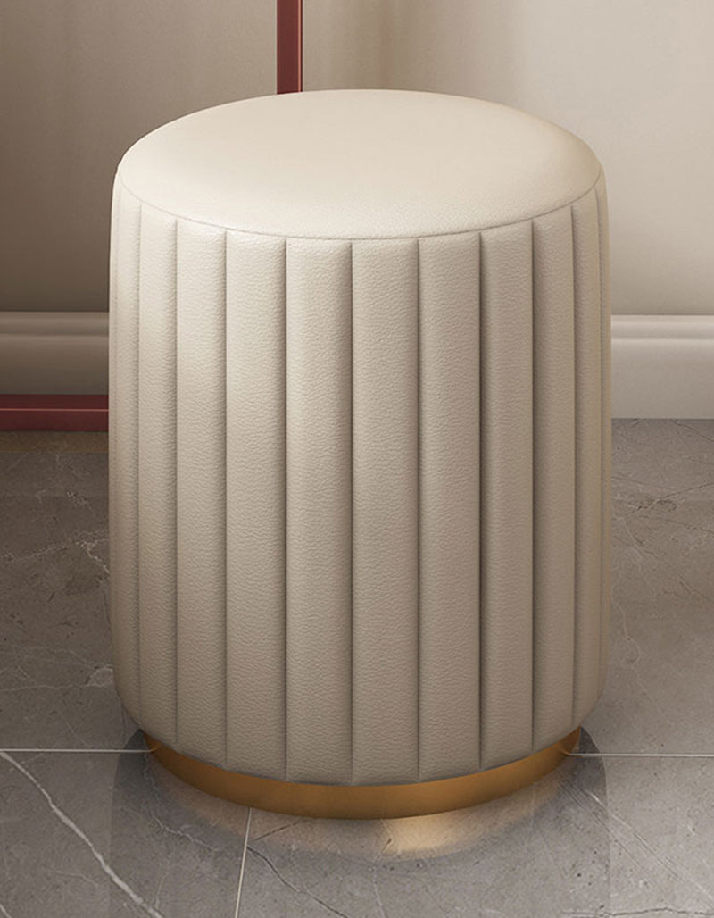 Elegant cream upholstered stool with ribbed detailing, perfect for complementing a Dressing Table