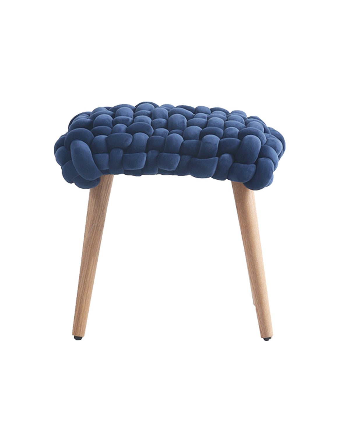 Le Di Vita Dressing Table Stool with a plush navy velvet seat and wooden legs for elegant home decor