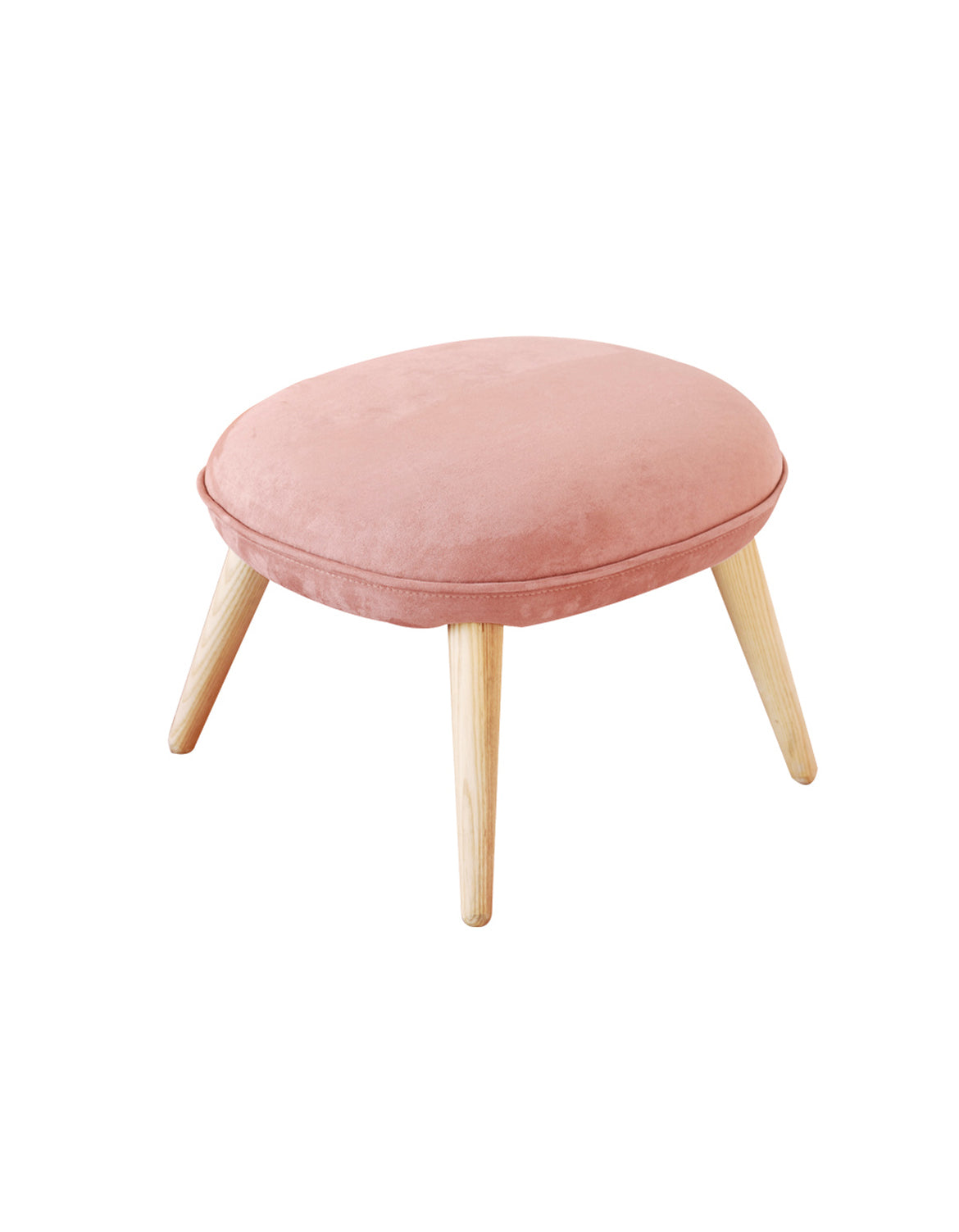 Le Di Vita Dressing Table Stool in Soft Pink Velvet with Wooden Legs for Elegant Interiors