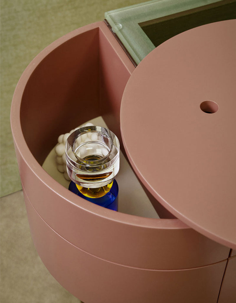 Stylish Le Di Vita Dressing Table with Circular Storage and Decorative Accents