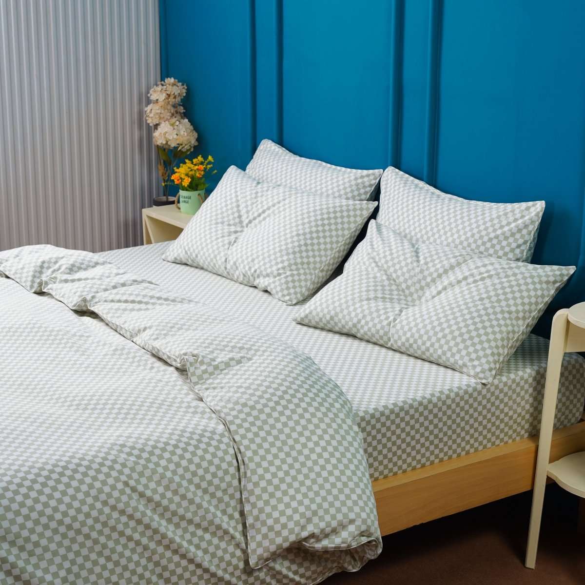 Ackly Bamboo - Sage Green Checkerboard Duvet Cover SHEET STORY