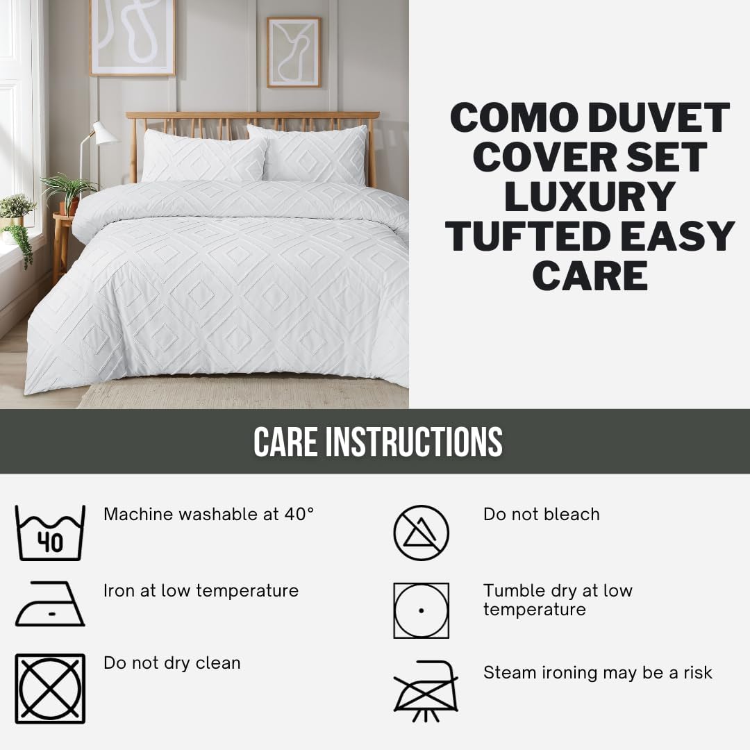 OLIVIA ROCCO Como Duvet Cover Set in luxury tufted design, easy care with machine washable instructions