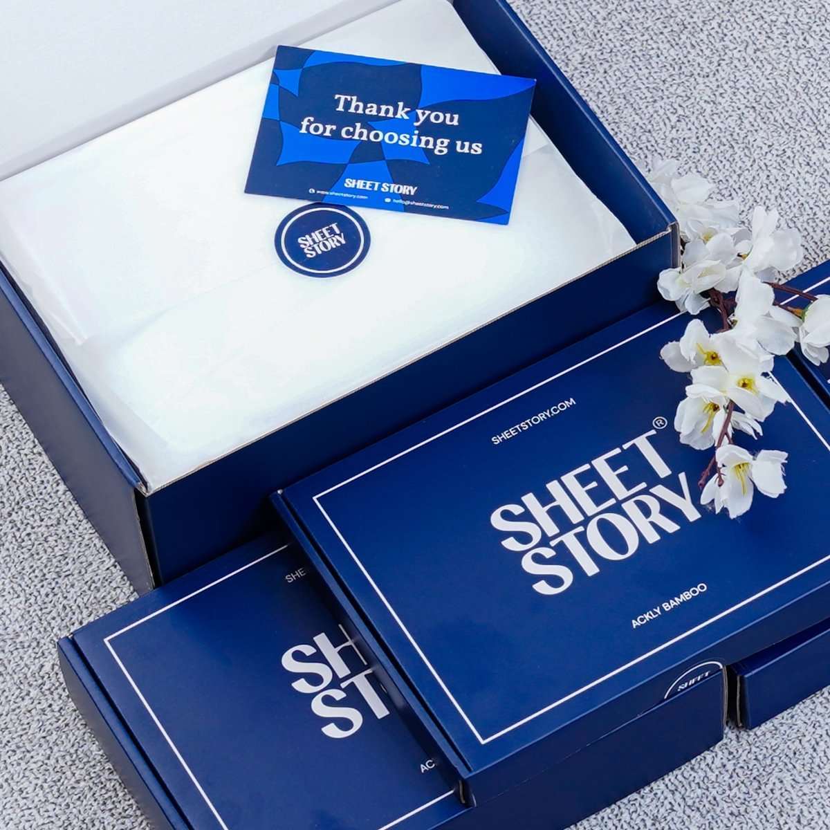 SHEET STORY Complete Bed Set packaging with Thank You note for Duvet Cover Set