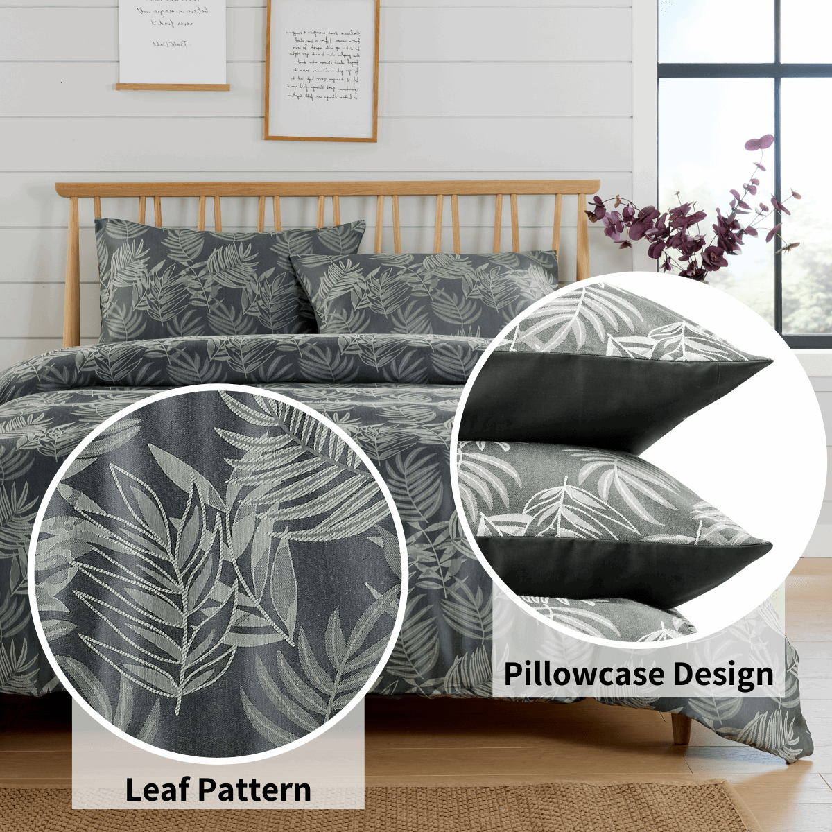 OLIVIA ROCCO Duvet Cover Sets with a Leaf Pattern and Matching Pillowcases for a Stylish Bedroom
