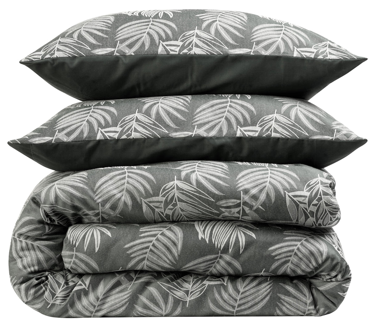 OLIVIA ROCCO Duvet Cover Sets in Grey with Leaf Print and Matching Pillowcases