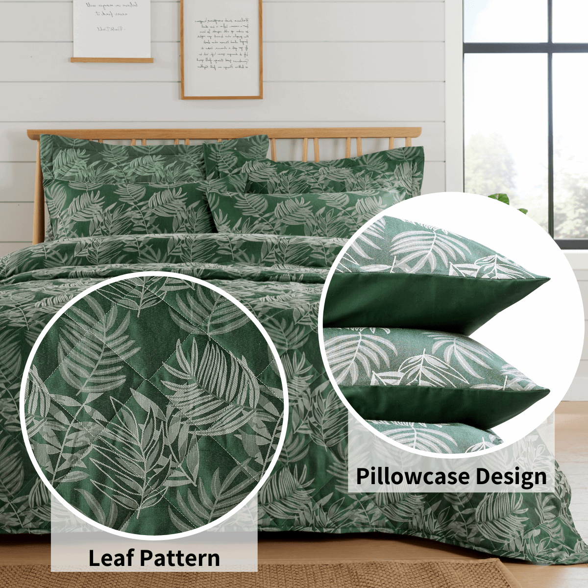 OLIVIA ROCCO Duvet Cover Sets in Leaf Pattern with Matching Pillowcase Design for Stylish Bedrooms