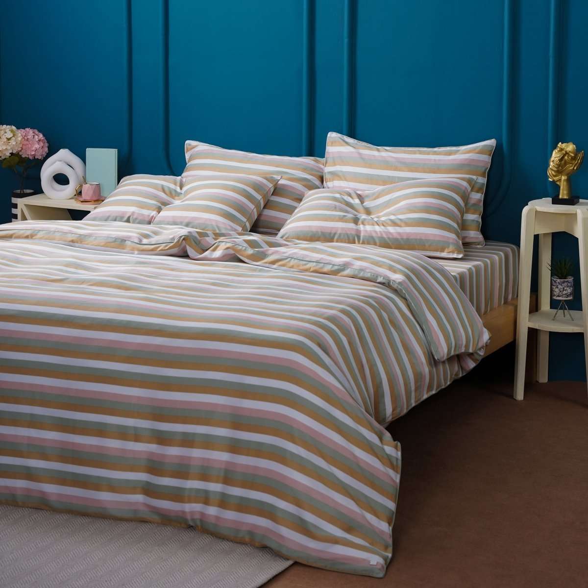 Ella Cotton - Serene Stripe Duvet Cover Super King SHEET STORY