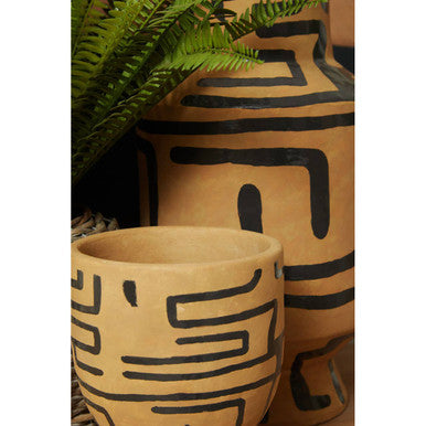 Orsina Earthenware Vase and decorative bottle with tribal patterns and earthy tones