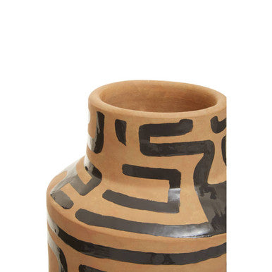 Orsina Earthenware Vase with Artistic Black Patterns for Stylish Home Decor