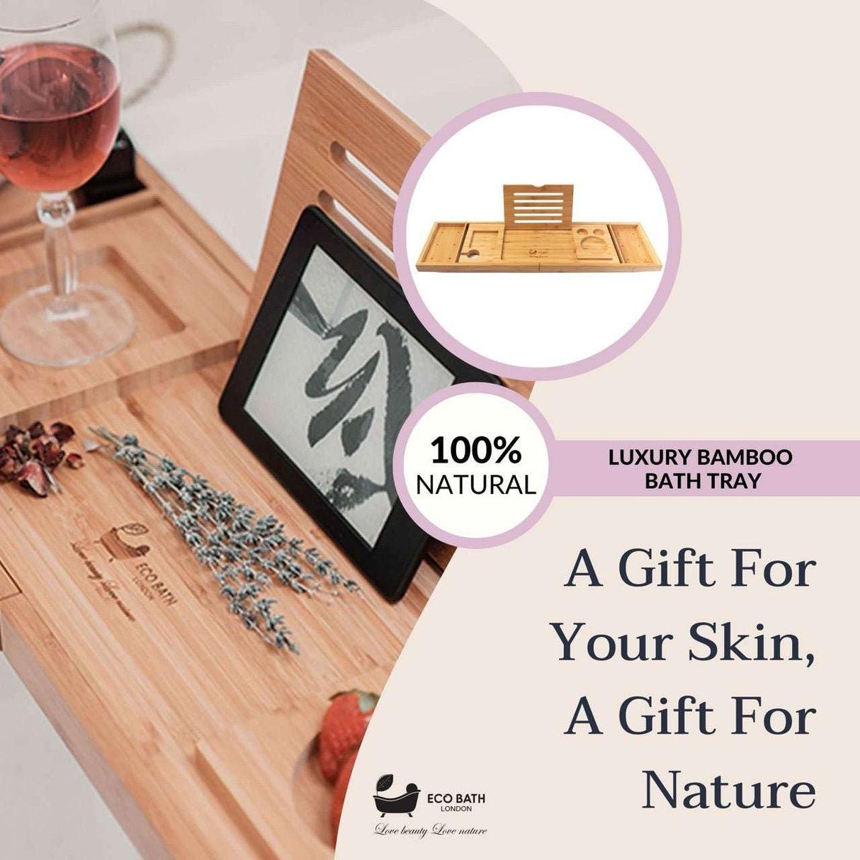Luxury Eco Bath Tray made from natural bamboo, perfect for relaxation and sustainability