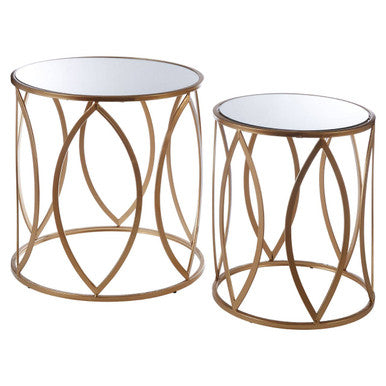 Arcana Set Of Two Gold Finish Side Tables Orsina