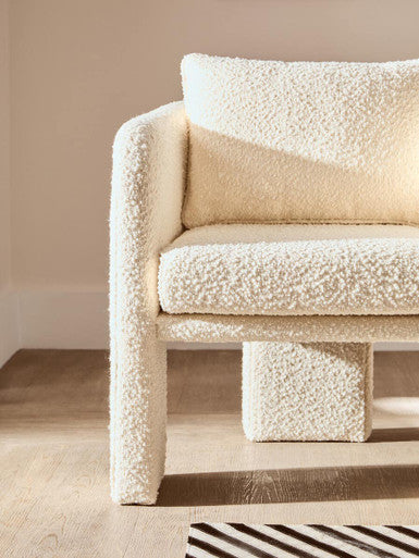 Ozzero Ivory Boucle Fabric Armchair Orsina