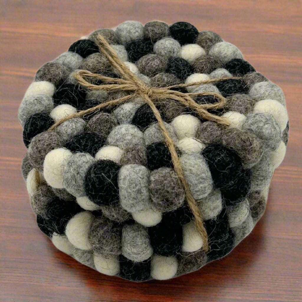 Shades 4 Seasons Felt Ball Round Coasters - Neutral Set Shades 4 Seasons