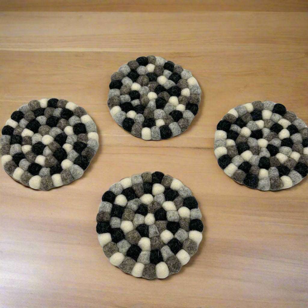 Shades 4 Seasons Felt Ball Round Coasters - Neutral Set Shades 4 Seasons
